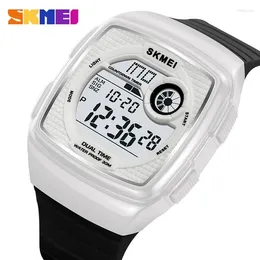 Wristwatches SKMEI Genuine Electronic Watch White Surface Army Green Double Timer Ring 24 Hours Countdown Swimming Waterproof 2208