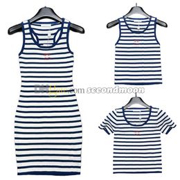 Women U Neck Tanks Stripe Print Sport Top Designer Embroidered Vest Elastic Knitted T Shirt