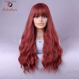 Synthetic Wigs Aideshair Dark brown long curly wig with fringe Natural synthetic heat resistant fiber for everyday party use (26 inches) Y240401