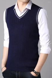 Men's Vests 2024 Spring Mens Vest Solid Color Sweater Men Cashmere Sweaters Wool Pullover Man Sleeveless Clothing