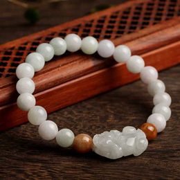 Chain Natural Jade Single Ring Bracelet for Womens Vintage Carved Jade Jewellery A-Class Jewellery Pixiu Pendant for Mens Birthday Gift Q240401