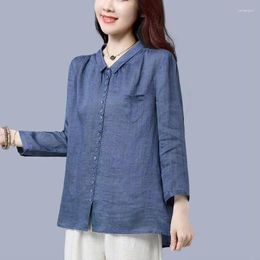 Women's Blouses Tran Ku Spring Autumn Women Kara Neck Bits Long-sleek Mice Shirt Z103