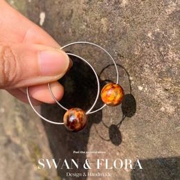 Hoop Earrings 6MM Natural Rare South Africa Pietersite Earring For Women Vintage Gift Fine Jewelry