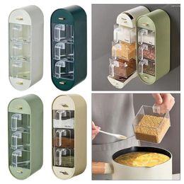 Storage Bottles 1Pcs Plastic Seasoning Shelf Durable Jar Sugar Bowl Salt Pepper Rack Kitchen Accessory Wall Mounted Spice Organizer