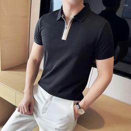 Men's Polos 2024 Summer Solid Colour Polo Shirt For Men High-quality Casual Slim Fit Lapel T-shirts Fashion Business Tee Tops Clothing