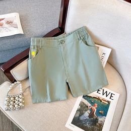 160Kg Plus Size Womens Workwear Casual Shorts High Waist Summer Thin Wide Leg Pants Green Hip 154 6XL 7XL 8XL 9XL 10XL 240329