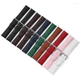 Watch Bands Lichi Pattern Real Skin Strap For Women Men Handmade Full Grain Leather Bracelet Accessories Band Top Quality