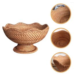 Plates Rattan Fruit Plate Desk Top Organizing Decorative Basket Keys Baskets Storage Dried Small Party