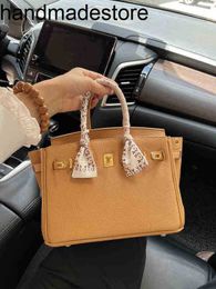 Leather Bk Handbag Designer Biscuit Color Togo Platinum Bag Fashion Top Litchi Pattern Womens Single Shoulder Messenger