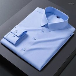 Men's Dress Shirts 2024 Stretch Anti-Wrinkle Mens Long Sleeve For Slim Fit Camisa Social Business Blouse White Shirt