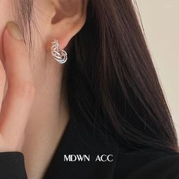 Stud Earrings WEIYUE S925 Sterling Silver Korean Version Hollow Twist Women's Retro Fashion Line Simple