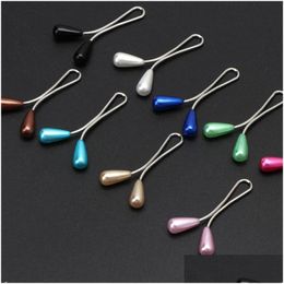 Pins Brooches 2022 Muslim Womens Neck Clip Pearl Brooch U-Shaped Needle Silk Scarf Brooches Pins Jewelry Accessories Gift Drop Delive Dhxmr