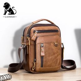 Brand 100% Genuine Leather Mens Shoulder Bags Messenger Bag for Men Crossbody Small Man Designer Handbag Bolso Male 240322