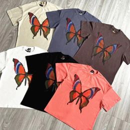 Men's T Shirts Good Quality 2024ss AWGE Fashion T-shirts Men Butterfly Printing Tag Women Short Sleeve Needles Tee Clothing