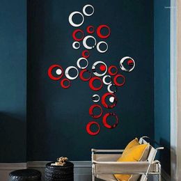 Window Stickers 24Pcs/Lot DIY 3D Circles Mirror Wall Sticker Crystal Mural Decal Home Decor Living Room Mirrored Decorative