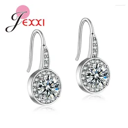 Dangle Earrings Fashion Luxury Crystal Long Round Drop For Women Girl Wedding Statement 925 Silver Gifts