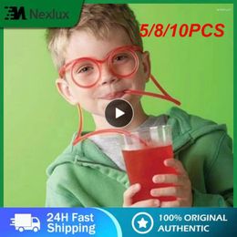 Drinking Straws 5/8/10PCS Kids Gift Soft Toys Funny Flexible Glasses Straw Kitchen Gadgets For Xmas Tube