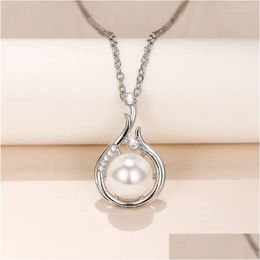 Pendant Necklaces Caoshi Gracef Temperament Necklace For Women Sier Colour Simated Pearl Accessories Ceremony Chic Gift Drop Delivery J Dhjyk