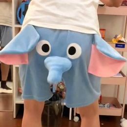 Men's Sleepwear Men Pajama Shorts 3d Cartoon Elephant Decor Couple Soft Breathable Unisex Summer Homewear With Loose