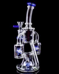 Double Recycler Bong Hookahs Propeller Spinning Percolator Water Pipes Bubbler Recycler Oil Rigs smoke with 14mm joint