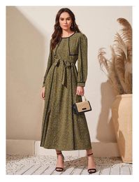 Ethnic Clothing 2024 Sping Summer Bohemian Women Maxi Dress Casual Long Sleeve High Waist Beach Elegant Woman Dresses Floral Vestidoes Mujer