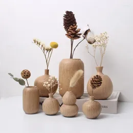 Vases General Solid Wood Dry Flower Ware Wooden Crafts Vase Surprise Quiet Wind Home Decoration Pieces