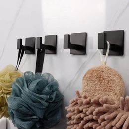 Hooks 1Pc Strong Adhesive Wall Hook Sticker Hanging Coat Rack Clothes Hanger Shower Robe Kitchen Bathroom Black Towel