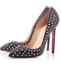 Женщины одеваются обувь дизайнерские высокие каблуки красные блестящие ботинки для женщин для женских классических 8 см 10 см на 12 см тонкие каблуки Черные обнаженные кожаные насосы Свадебные каблуки каблуки