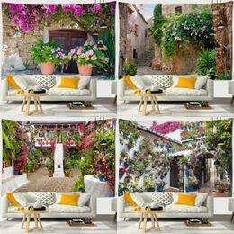 Tapestries Idyllic Garden The Scenery Tapestry Hanging Wall Art Bedroom Decor Background Cloth Carpet