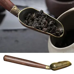 Tea Scoops 1pc Long Handle Spoon Ebony Teaspoon Solid Wood Creative Shovel KongFu Ceremony Accessories Gifts Supplies
