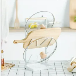 Kitchen Storage Tool 3 Layer Anti-fall Metal Drying Pan Pot Rack Cover Lid Rest Stand Spoon Holder With Drain