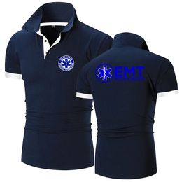 EMT Emergency Ambulance Mens Summer Polos Shirt Casual Solid Colour Shorts Sleeves Printing Business Tops Clothing 240320