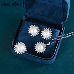 Sets JoiasHome White Colour Pear Gemstone Jewerly Set Silver 925 Jewerly Fine Jewerly Gift Ring Earring Pendant Necklace Dating Gift