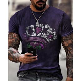 Fashion Mens Clothing Oversized Tee y2k Poker Rhinestone Designer Short Sleeve Top Party Casual Street T-shirts High Quality 240314