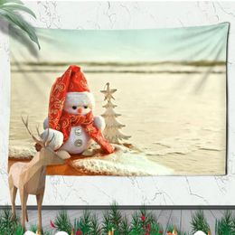 Tapestries Christmas Wall Hanging Xmas Fireplace Home Decor Snowmen Large SizeTapestry