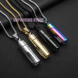 Colourful Smoking Stainless Steel Pendant Transparent Storage Container Snuff Bottle Pill Spice Miller Herb Tobacco Case Pill Stash Necklace Cigarette Holder