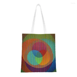 Shopping Bags Custom Carlos Cruz Diez Kinetic And Optical Art Canvas Bag Women Recycling Groceries Tote Shopper