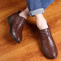 Casual Shoes Autumn/Winter Mens Soft Leather Invisible 6CM Increase Men Dress Fashion Business For Plush Boots