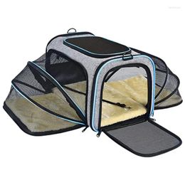 Cat Carriers Pet Carrier Expandable Foldable Soft Dog Bag 5 Open Doors Reflective Tapes Travel For Cats Kittens Small Animals