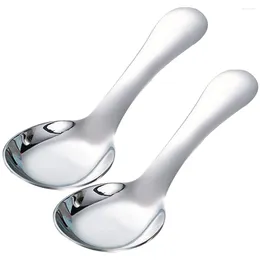 Spoons 2 Pcs Portable Stainless Steel Kids Spoon Child Decor Silverware Serving