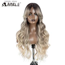 Synthetic Wigs Noble Water Wave synthetic lace front wig 28 inch brown wig lace front wig Ombre blonde role-playing wig female lace front wig Y240401