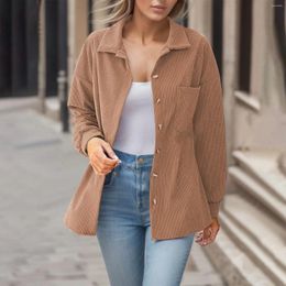Women's Blouses Autumn Winter Shirts For Solid Colour Loose Button Long Sleeve Cardigan Casual Blusas Turn Down Collar Oversized Tunics