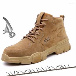 Boots Genuine Leather Anti-smashing And Anti-piercing High-top Anti-skid Splash-proof Electrician Shoes Work Safety Men's