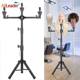 Stands Quality Tripod Wig Stand For Mannequin Training Head Holder 3Head Multifunction Tripod Wig Stand Adjustable Wig Tripod Stand