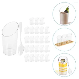 Disposable Cups Straws Dessert Cup Multi-Function Glasses Delicate Mousse Transparent Glassess With Spoons For Party Tableware