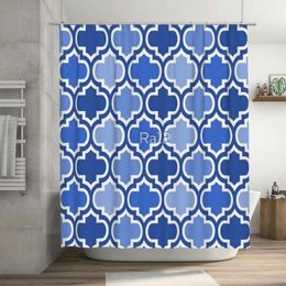 Shower Curtains Four Shades Quatrefoil Pattern Bold Blue Curtain 72x72in With Hooks DIY Privacy Protection