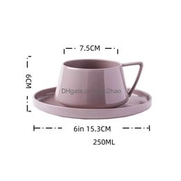 Cups Saucers 250Ml Modern Exquisite Coffee Cup And Saucer Porcelain Afternoon Tea Set Vintage Home Party Decor Drinkware Gift For Dhgt6