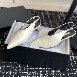 Women pumps fashion designer sandals real leather pointed toe and low heel dress shoes adjustable leather ankle strap wedding party slingback shoes with box