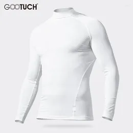 Men's Thermal Underwear Mens Cotton Long Johns Tops Male Tight Winter Men High Colar Sleeves Keep Warm Plus Size Undershirt 2572