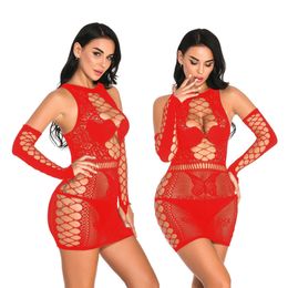 7B6Z Sexy Pyjamas Hot Erotic Lingerie Dresses Sexy Mesh Fishnet Babydoll Women Sexy Sheer Bodysuit Erotic Lingerie Body Socks Plus Size 2404101